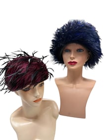 Pair of Vintage Feather Hats