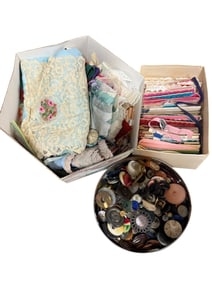 Vintage Sewing Notions & Fabrics