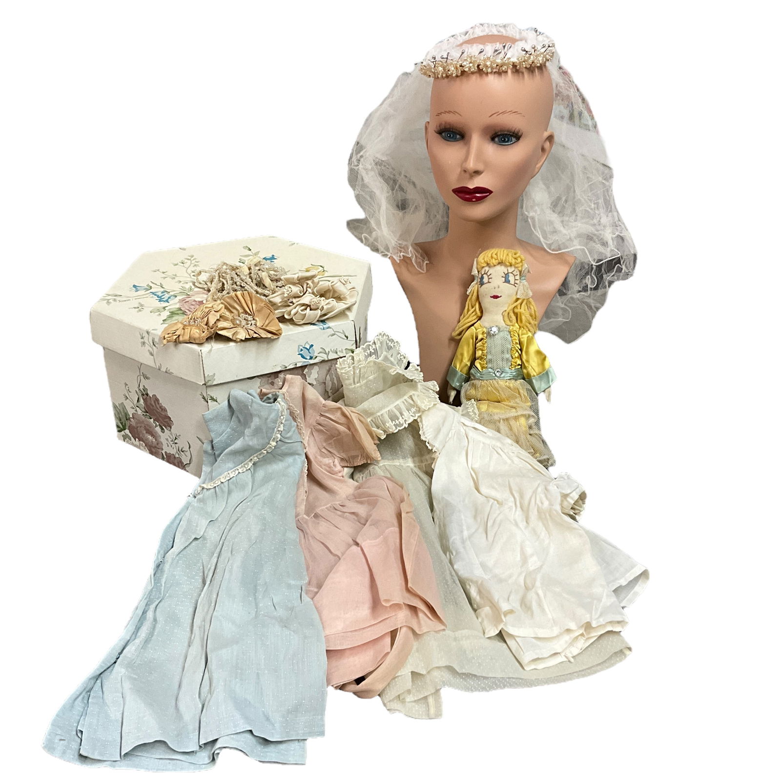 Vintage Doll Clothes and Such: Collection of Vintage Baby clothes, christening head dress and vintage doll from 1946. Wonderful memories.