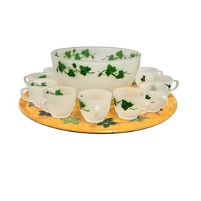 Ivy Punch Bowl, Cups and Tray