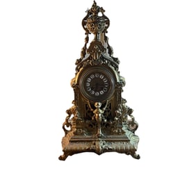 Ornate Bronze Antique Mantel Clock