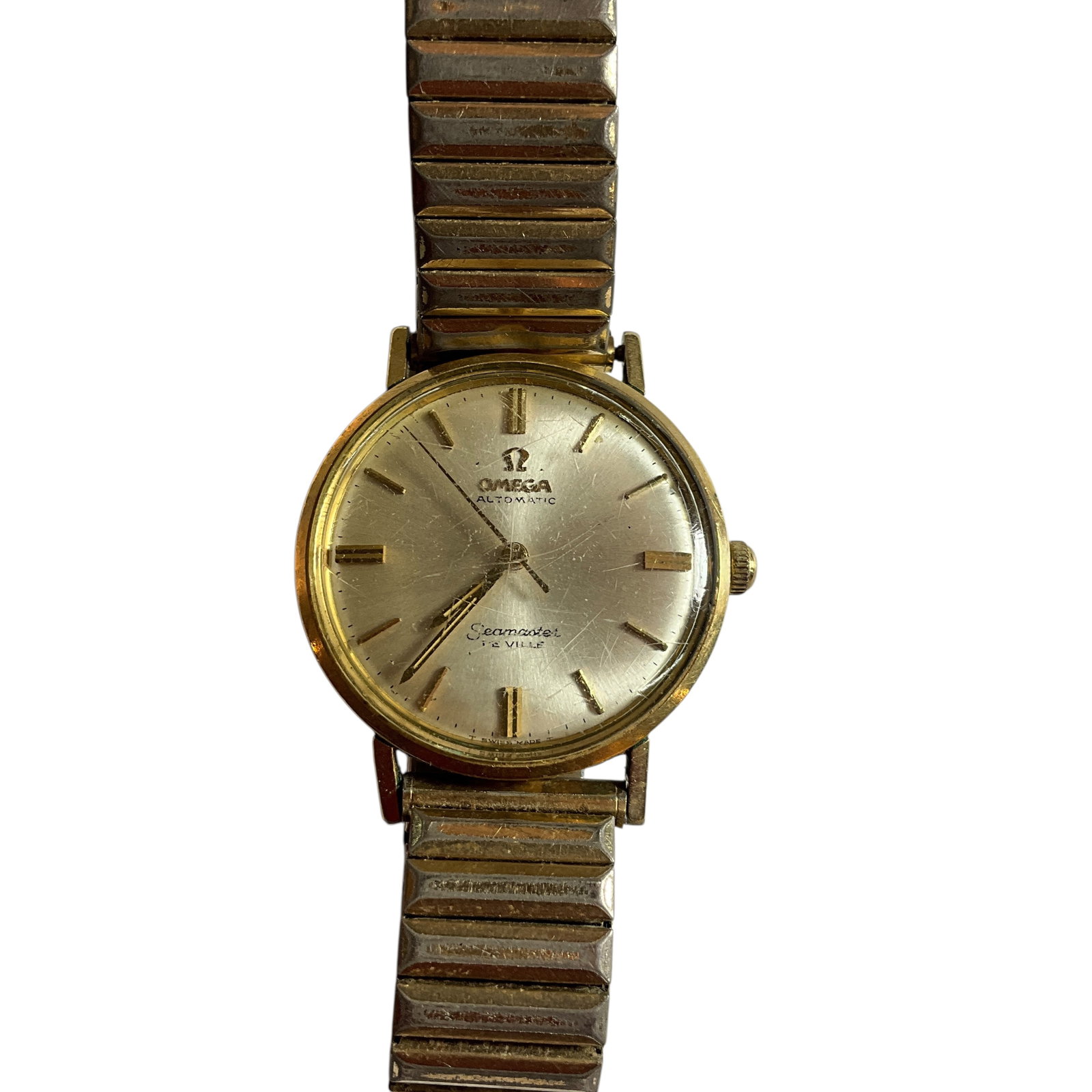 1967 Omega Seamaster De Ville Automatic Wrist Watch: 1967 Omega Seamaster De Ville Automatic Wrist Watch. Inscribed on the back, "To Wm. Van Etta, for 25 Years Service. 1967"