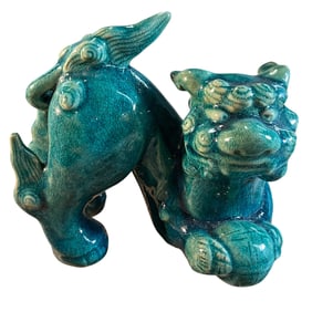 Colorful Green Ceramic "Foo Dog"