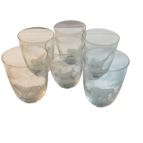 Set of Six Rowland Ward Moser Crystal Kenya Safari Tumblers