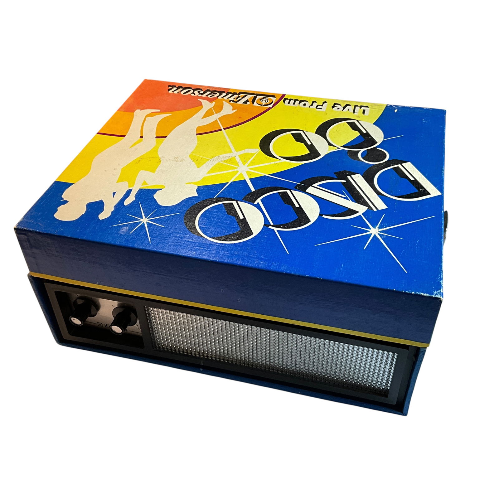 Emerson "Disco 80" Portable Record Player with 45 RPM Records: Emerson "Disco 80" Portable Record Player with 45 RPM Records. Model D80, with owner's manual. Front lights up with disco lights. With four 45 RPM records- Billy Eckstine- "All of my Life/Poor Little