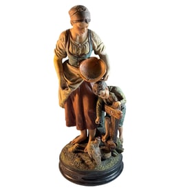 Painted French Terra Cotta Statue- "At the Farm"