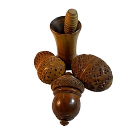 Carved Wooden Cases, Mortar & Pestle