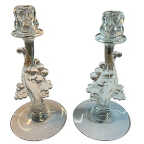 Pair of Heisey 10" Grape Cluster Candlesticks
