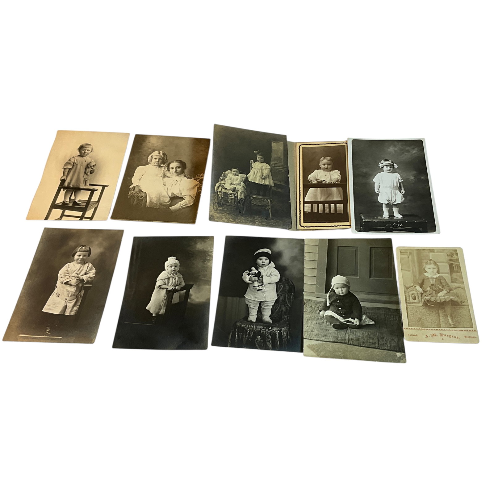 Group of Ten Vintage Children's Photos: Wonderful Group of Ten Vintage Children's Photos. Mostly photographic postcard views of adorable late 19th & early 20th Century children.