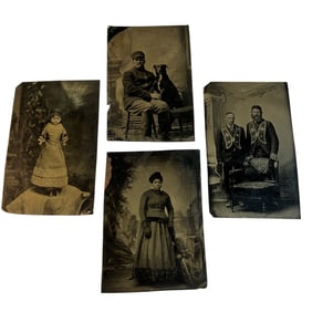 Four Victorian Tintypes, Including Black Americana