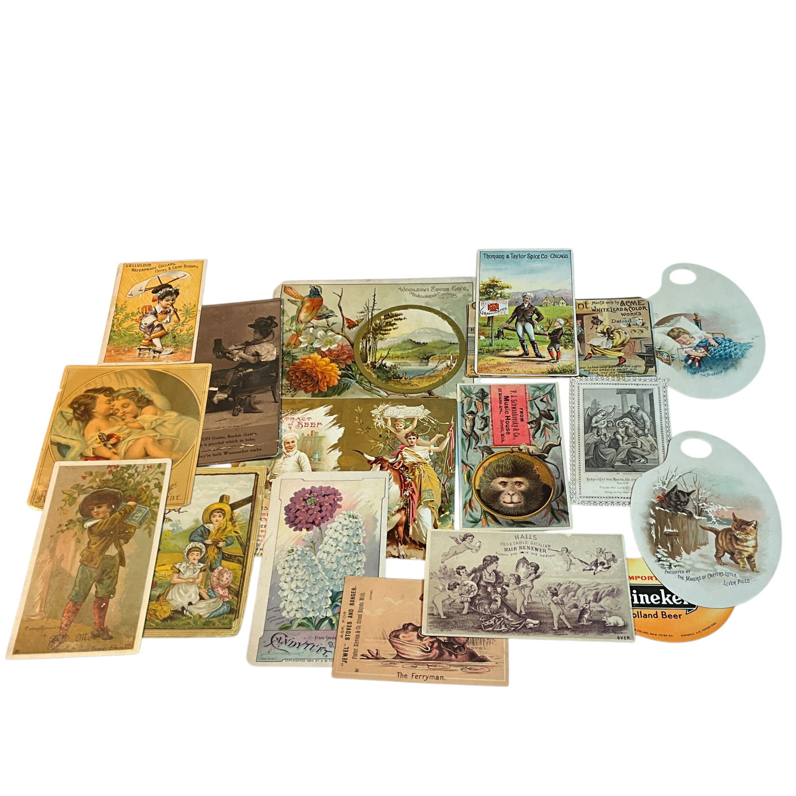 Huge Group of Victorian Advertising Trade Cards: Huge Group of Victorian Advertising Trade Cards. Great graphics and text for a variety of products. See photos.