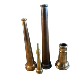Group of Four Brass or Bronze Firefighting Nozzles