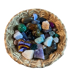 Lot of Polished & Unpolished Stones, Art Glass