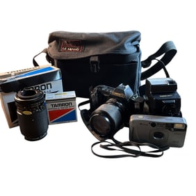 Canon T70 35MM SLR Camera, with Extras