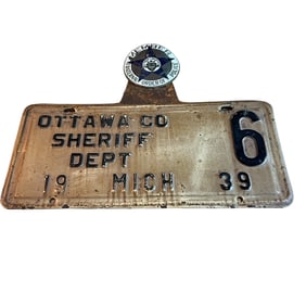 1939 Ottawa County Michigan Sheriff Dept. License Plate and FOP Medallion