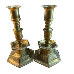 Pair of Heavy Brass Candlesticks