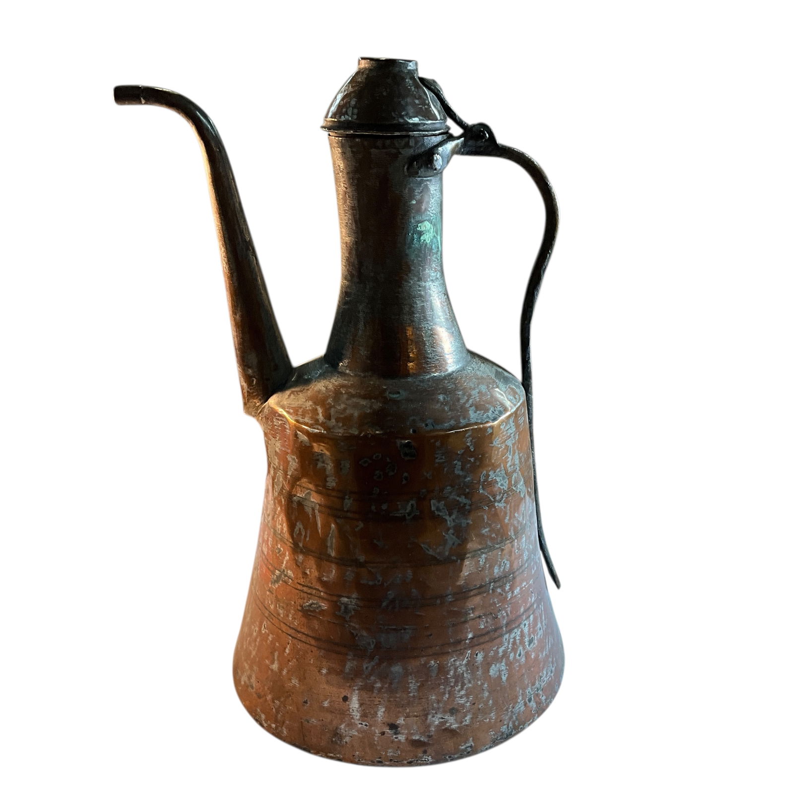 Arabic Copper Coffee Pot: Arabic Copper Coffee Pot. Hand crafted of solid copper, approx. 16" high.