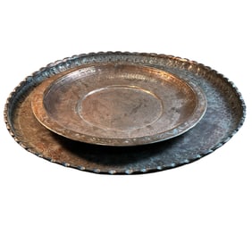 Two Handcrafted Copper Trays