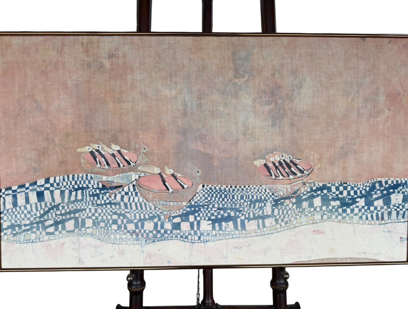Batik Painting by Vernal Bogren Swift: Vernal Bogren Swift (b. 1940), a noted batik artist whose work is in the collections of the Smithsonian American Art Museum and the North Dakota Museum of Art. She holds a Master of Fine Arts in texti