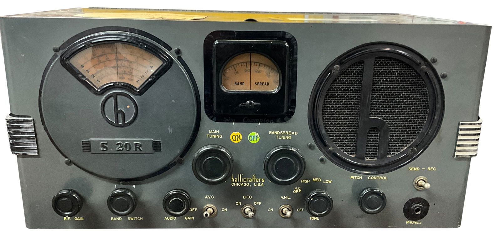 Hallicrafters S-20R Sky Champion Radio Receiver: Hallicrafters S-20R Sky Champion Radio Receiver. This Four band receiver with great Art Deco styling was manufactured from 1939-1945 by The Hallicrafters Co. of Chicago, and features AVC (Automatic