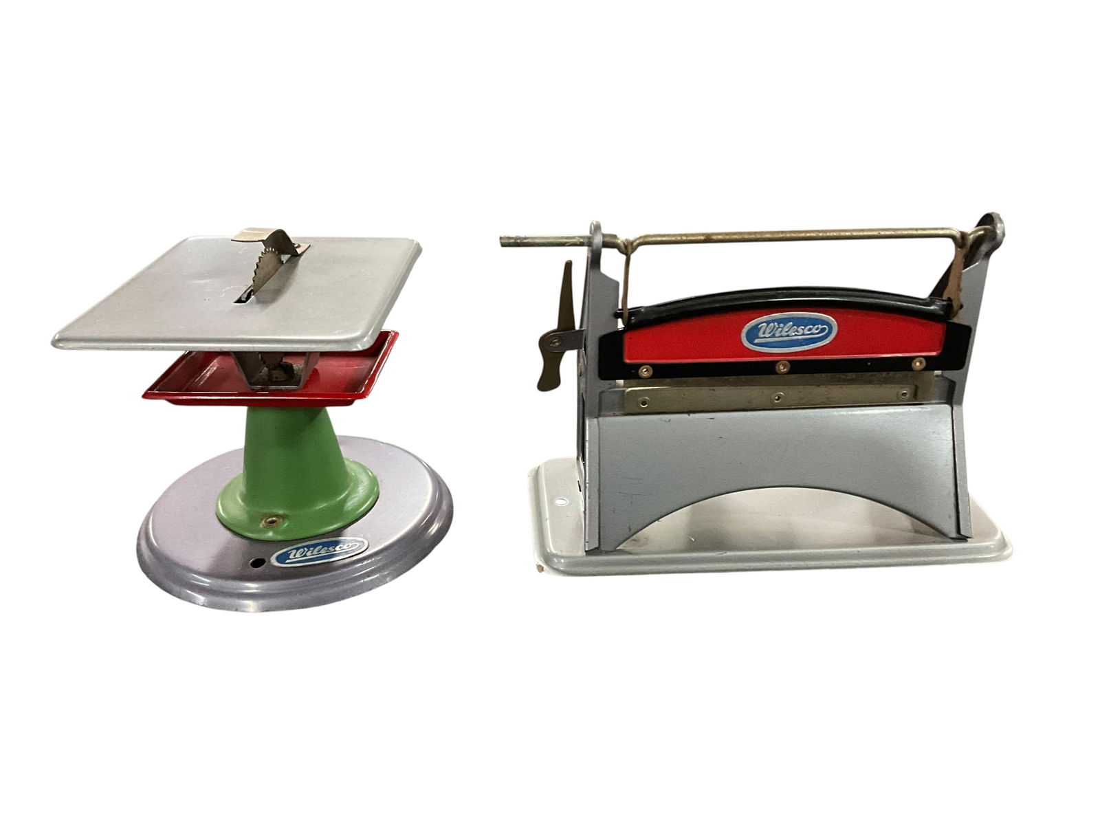 Wilesco Toy Model Plate Shears and Table Saw: Wilesco Model Plate Shears and Table Saw. Miniature tools which run off the Power Take of from a model steam power plant, such as found in lots 144 and 149. Made by Wilesco of Germany