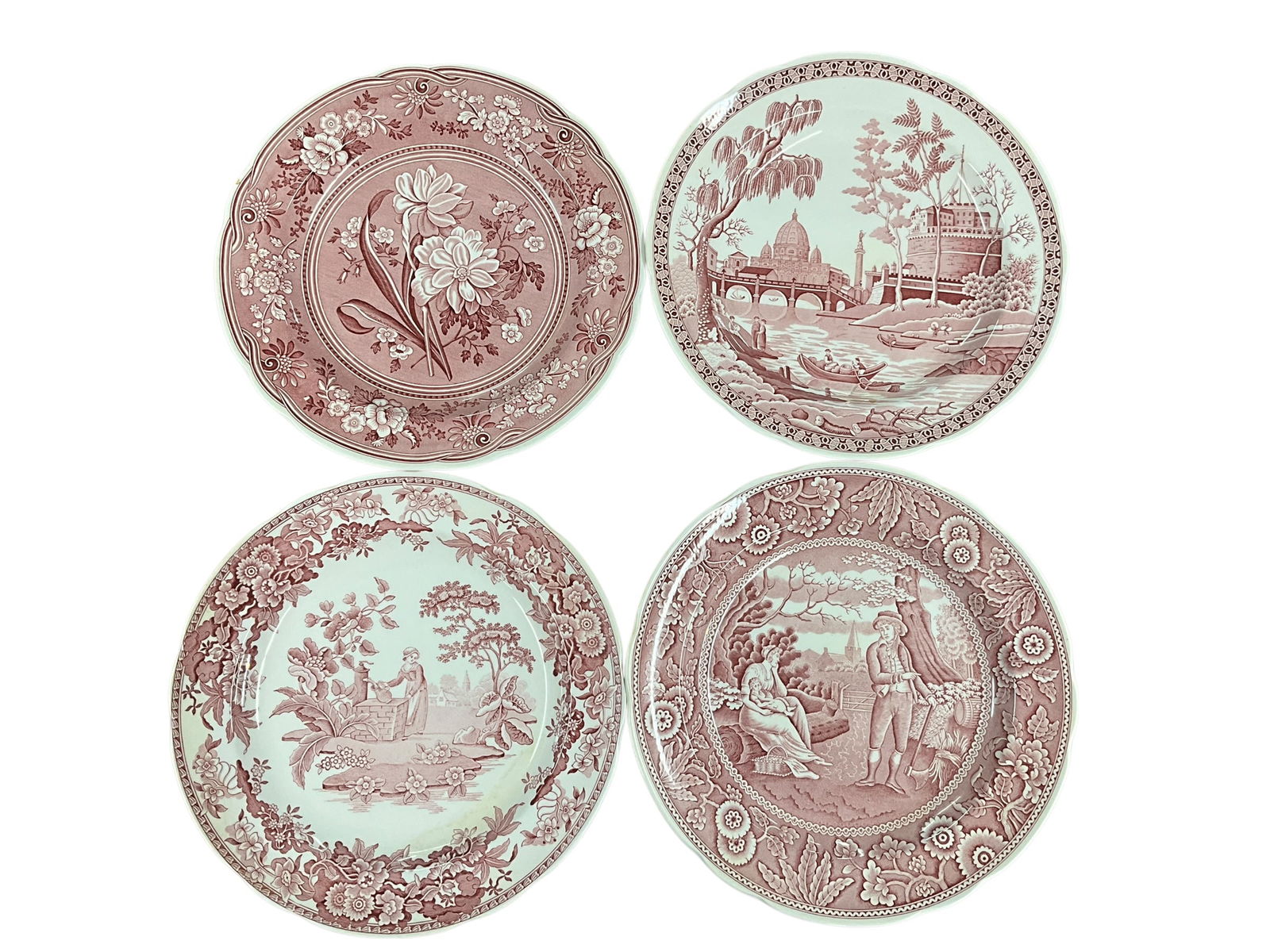 Spode Archive Collection Georgian Series Plates: The Spode Archive Collection Georgian Series Collector Plates are Botanical (1820), Rome (1811), Woodman (1816), Willow (1790), Floral (1830), and Girl at Well (1822).