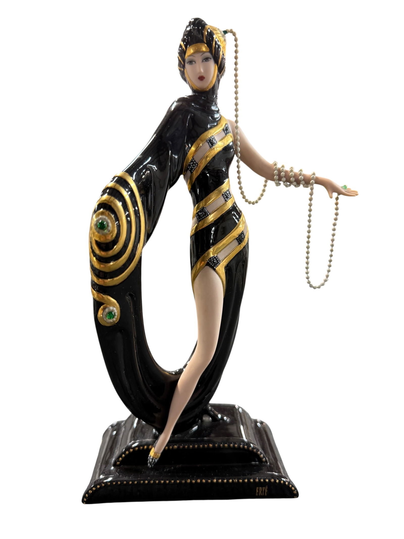 Franklin Mint/House of Erté Pearls and Emeralds Porcelain Figurine: Franklin Mint/House of Erté Pearls and Emeralds Porcelain Figurine. Limited Edition.