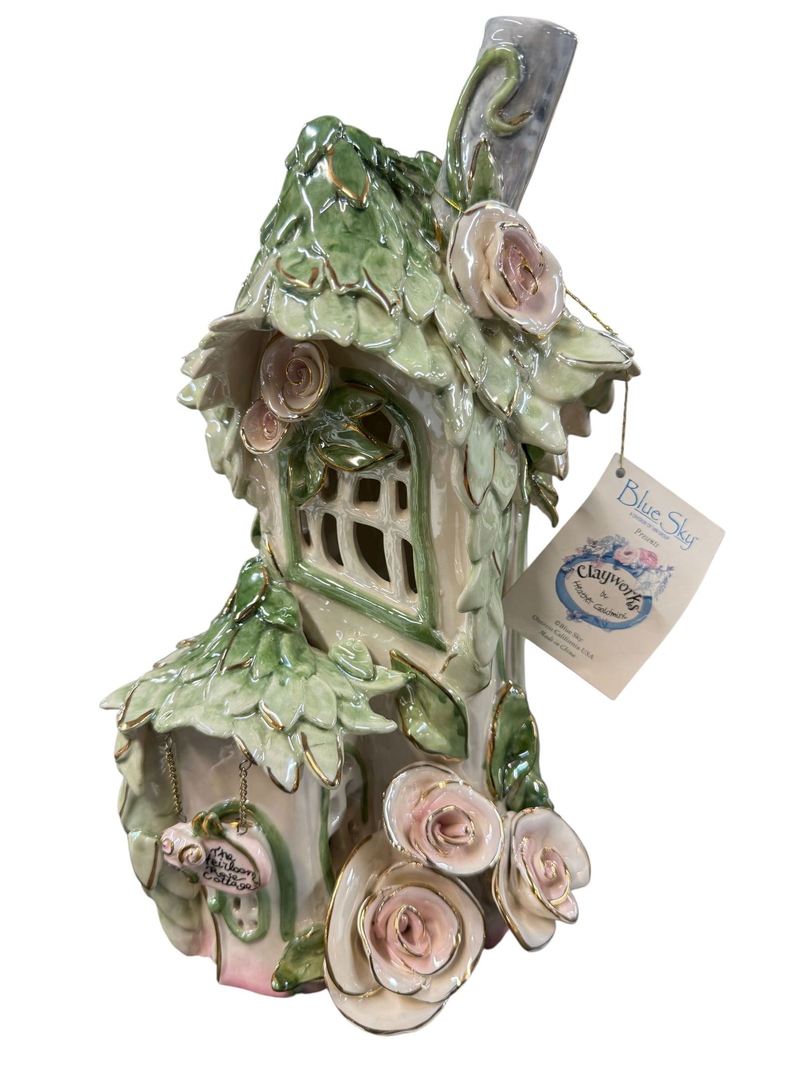 Heather Goldminc Fairy Clayworks Lamp: Heather Goldminc Clayworks Fairy Lamp. Blue Sky Ceramics "The Heirloom Rose Cottage." No socket or cord is included.