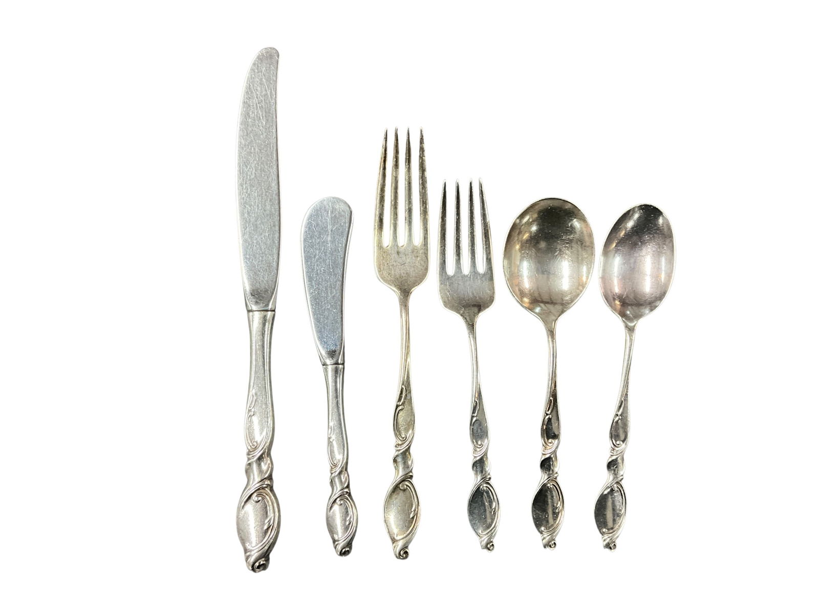 Partial Set- Wallace Silver Swirl Flatware - 4