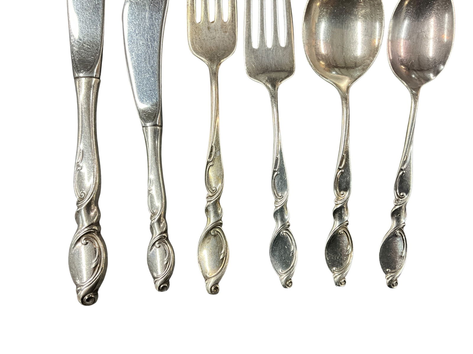 Partial Set- Wallace Silver Swirl Flatware - 5