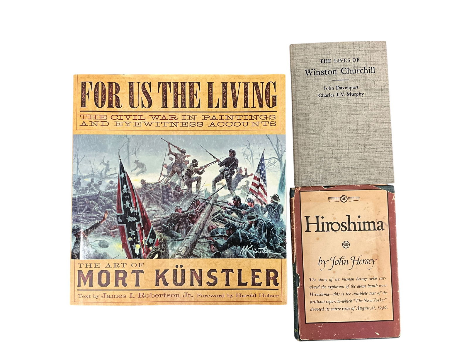 Book Lot- World History: Book Lot- World History. Three Books: Hiroshima, The Lives of Winston Churchill, and For Us the Living.