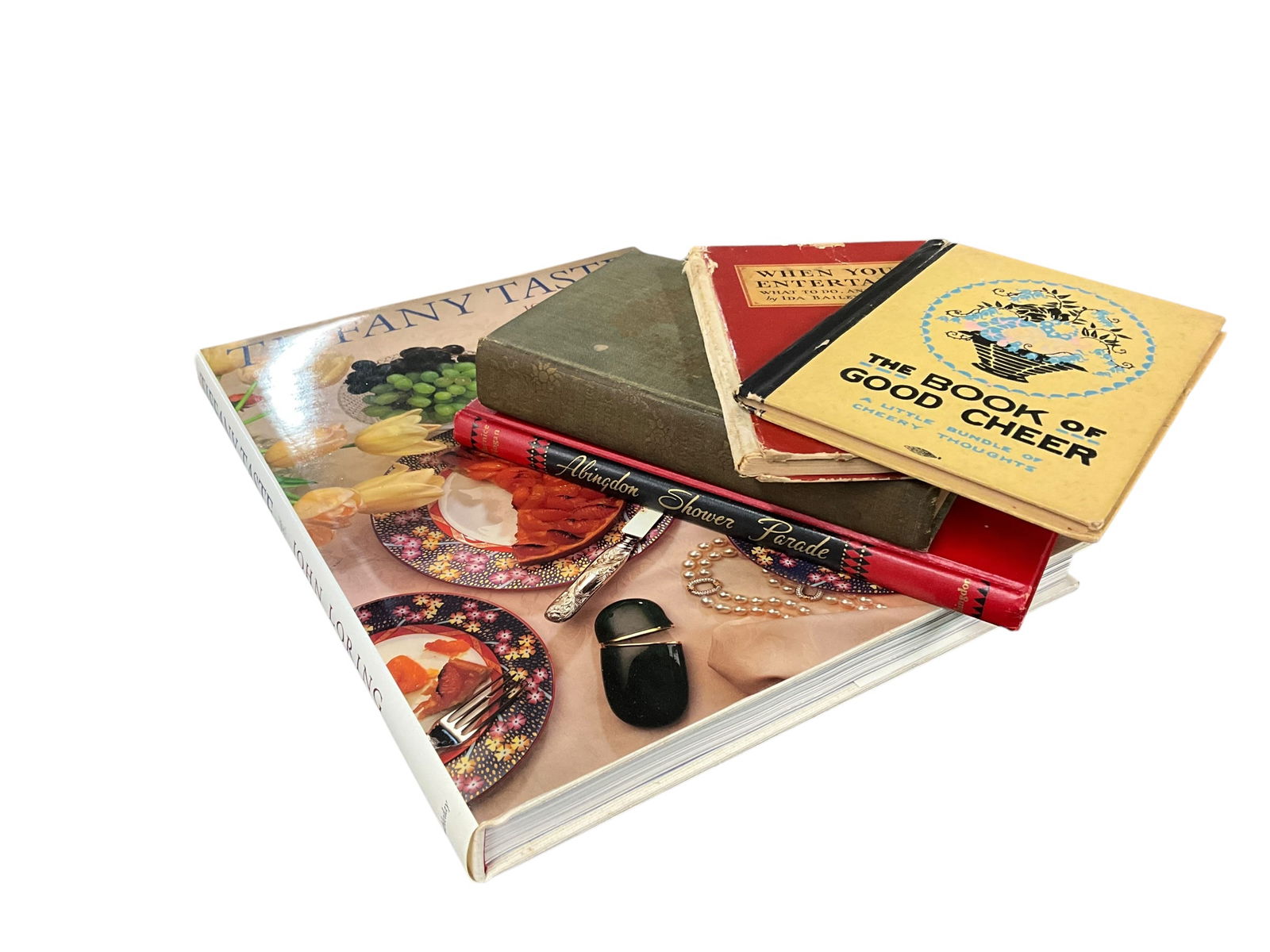 Book Lot- Entertaining: Book Lot- Entertaining. Five Books: Tiffany Taste, Abingdon Shower Parade, The Banquet Book, When you Entertain, and The Book of Good Cheer.