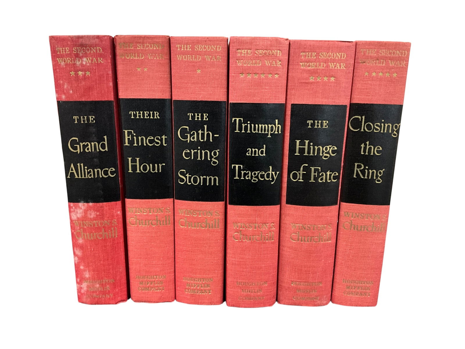 Book Lot- Churchill- History of WWII: Book Lot- Winston Churchill History of the Second World War. Classic six volume history. All six volumes have dust jackets, but unfortunately they have been folded and inserted inside the volumes, so