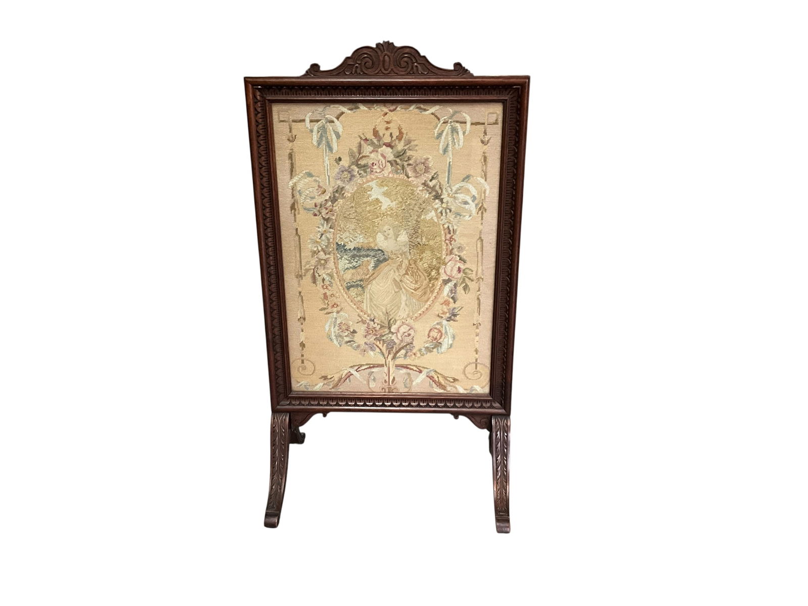 Early Victorian Needlepoint Firescreen - 2