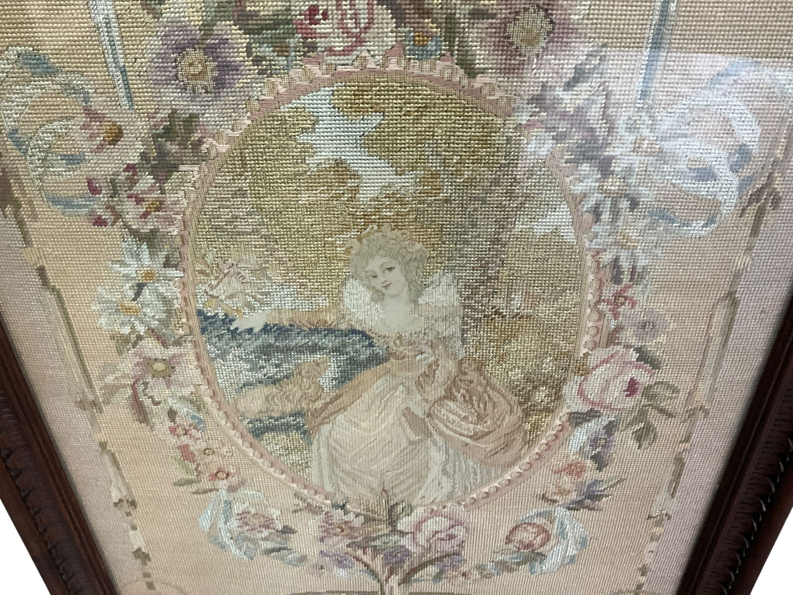 Early Victorian Needlepoint Firescreen - 3
