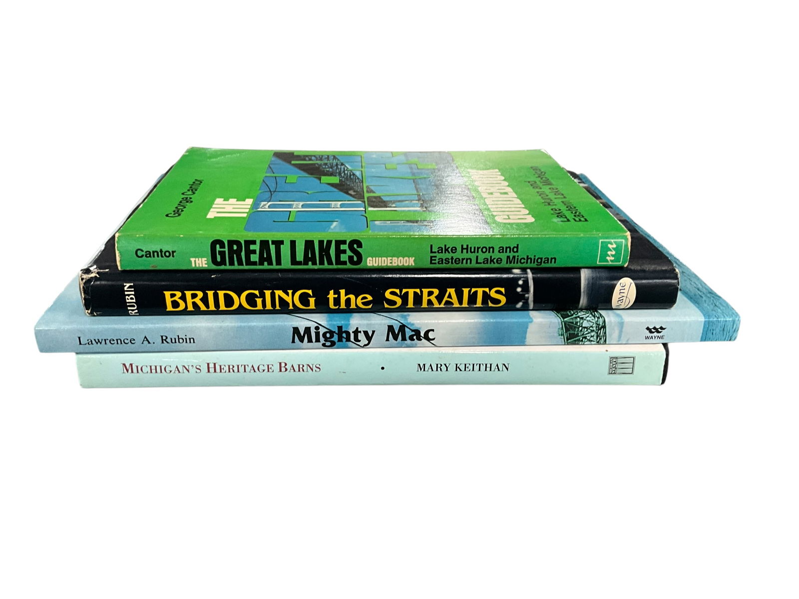 Book Lot- Great Lakes/Michigan: Book Lot- Great Lakes/Michigan. Four books: Michigan's Heritage Barns, Mighty Mac, Bridging the Straits, and The Great Lakes Guidebook.