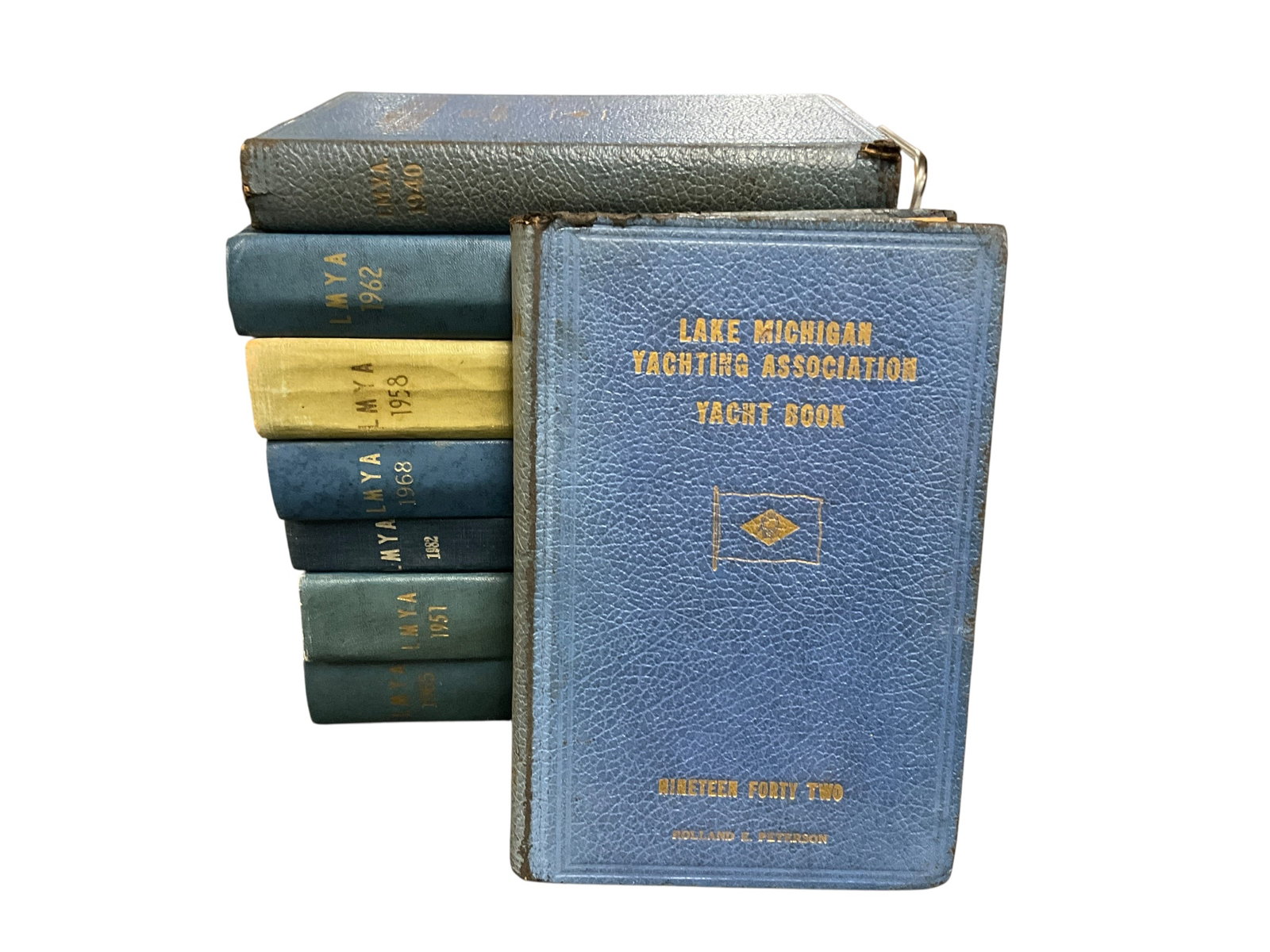 Book Lot- Lake Michigan Yachting Association Yearbooks.: Book Lot- Eight Lake Michigan Yachting Association Yearbooks. Yachtsman's Manuals, with color illustrations of Lake Michigan Yachting Assoc. Member flags and pennants, tables and lists of pertinent in