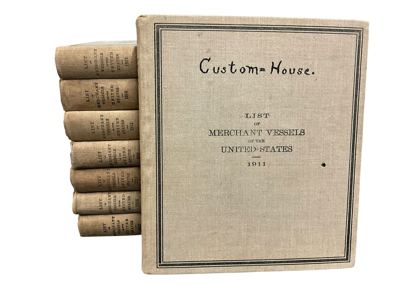 Book Lot- Annual Lists of Merchant Vessels of the United States: Book Lot- Eight books: Annual Lists of Merchant Vessels of the United States. Annual Publication of all US Flagged vessels in commission for the year, including Steam Vessels, Motor Vessels, Sailing V