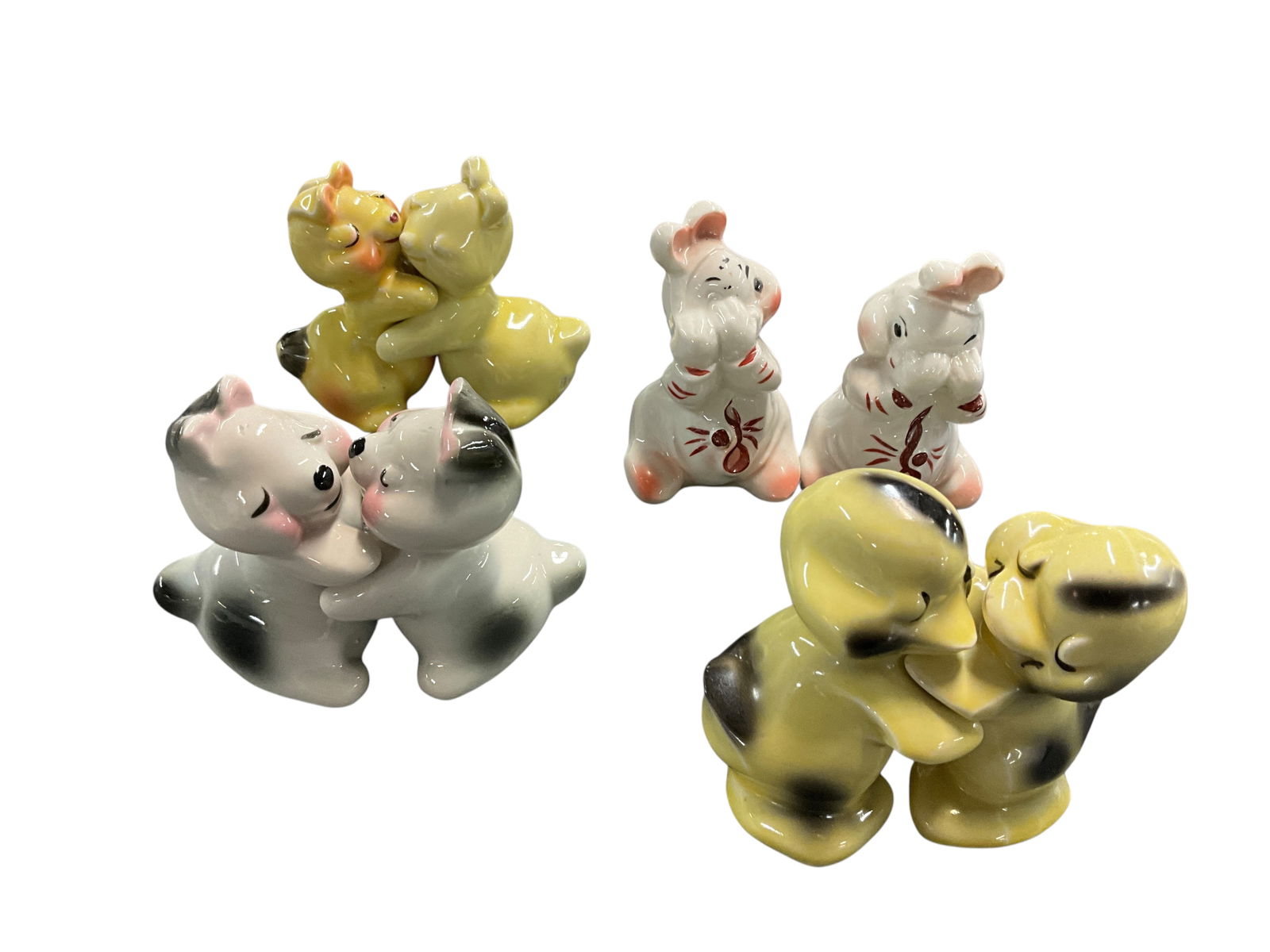 Vintage Van Telligen S&P: Collection of four vintage Van Tellingen shaker sets. Includes Peek-a-boo, Bunnies (one set has mismatched paint) and Ducks.