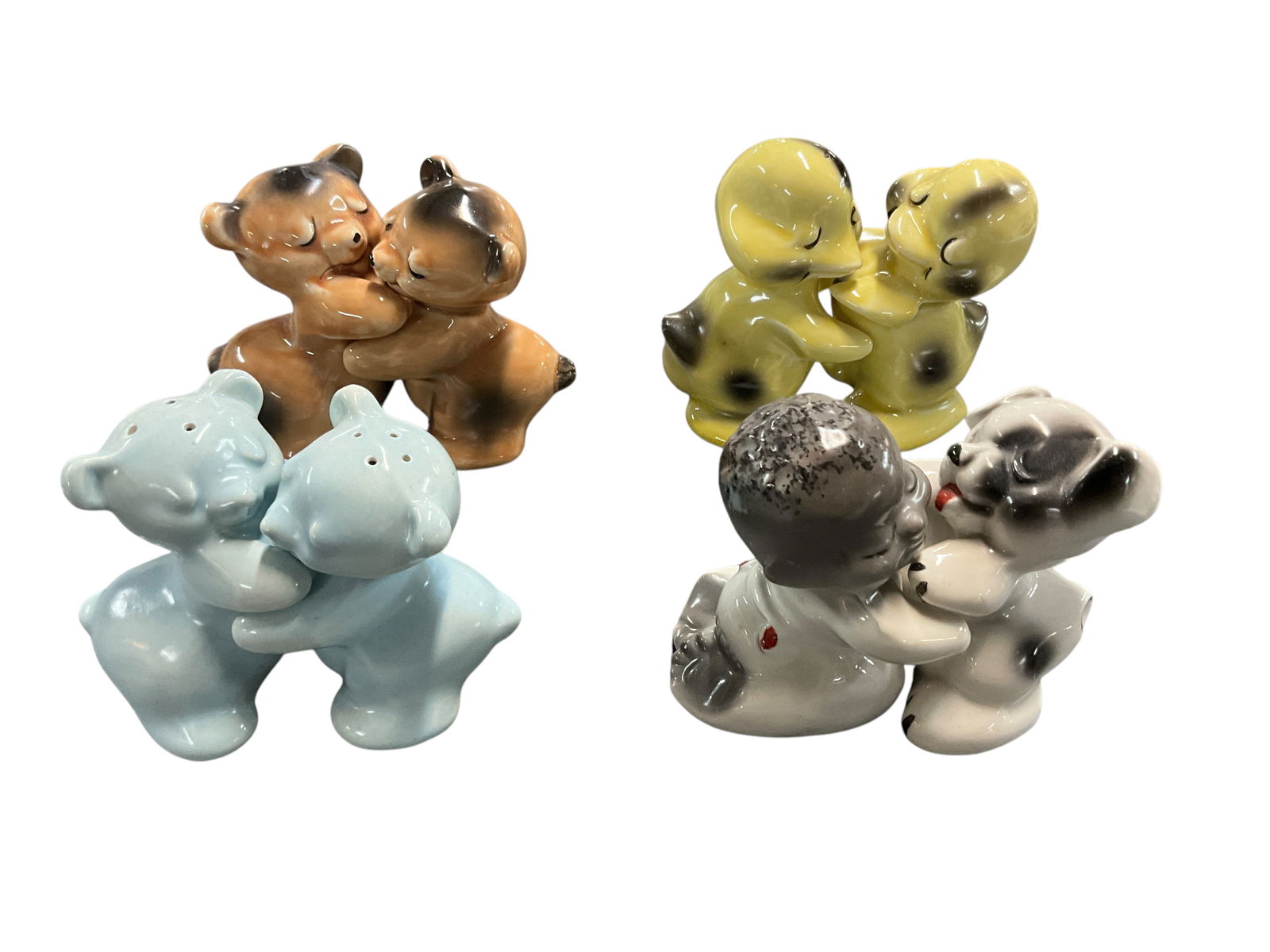 Vintage Van Telligen S&P: Collection of four vintage Van Tellingen shaker sets. Includes Bears (2), Ducks and Boy with Dog.