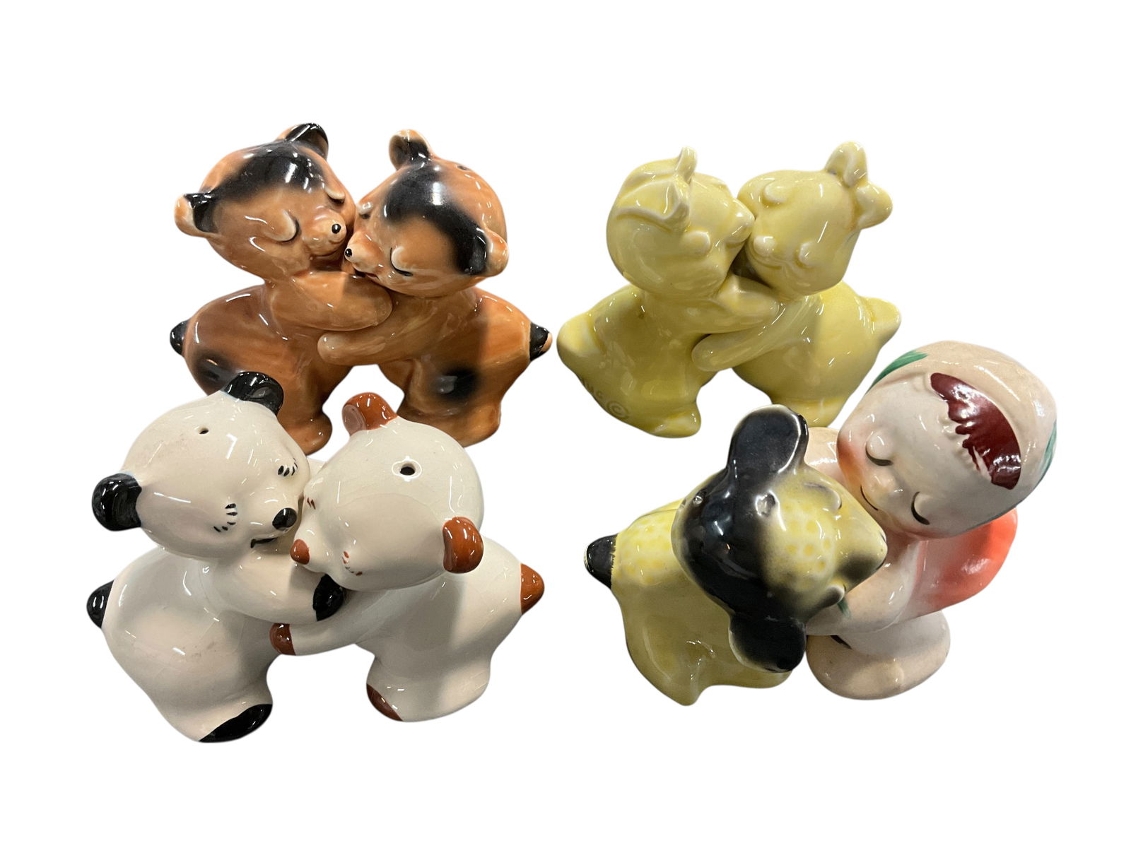 Vintage Van Telligen S&P: Collection of four vintage Van Tellingen shaker sets. Includes Bunnies, Bears (2), and Girl with Lamb.