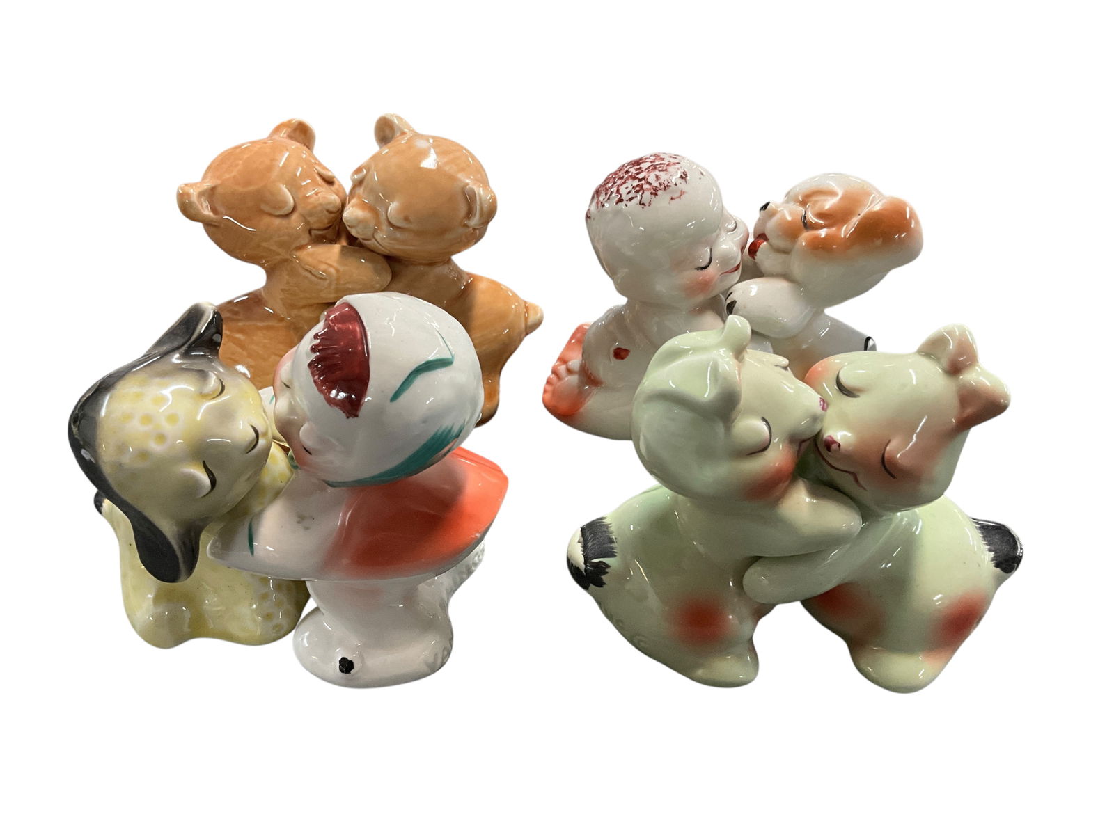 Vintage Van Telligen S&P: Collection of four vintage Van Tellingen shaker sets. Includes Bunnies, Bears, Girl with Lamb and Boy with Dog