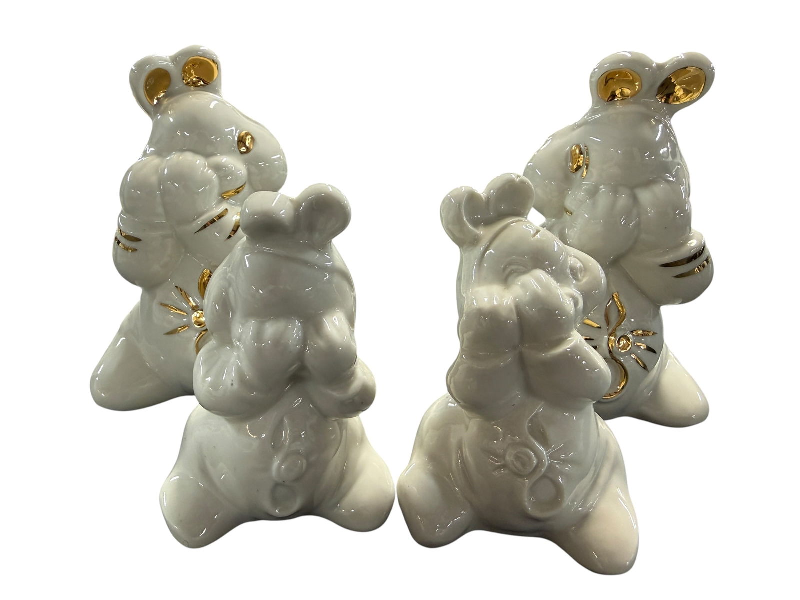 Vintage Van Tellingen: Vintage Van Tellingen Peek A Boo Salt and Pepper Shaker 5? set with gold painting and also a 4" set in plain white.