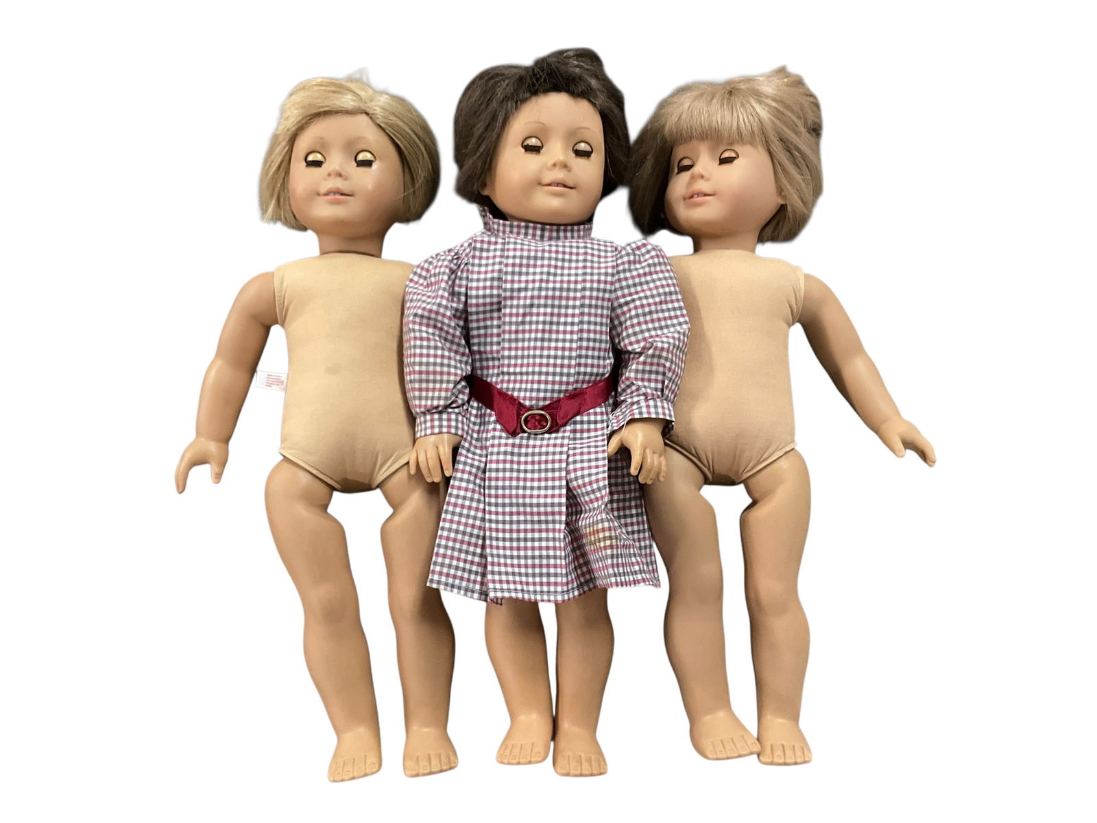 Vintage American Girl Dolls: Three vintage dolls in solid shape. Each looks at though they have received highly skilled haircuts....
