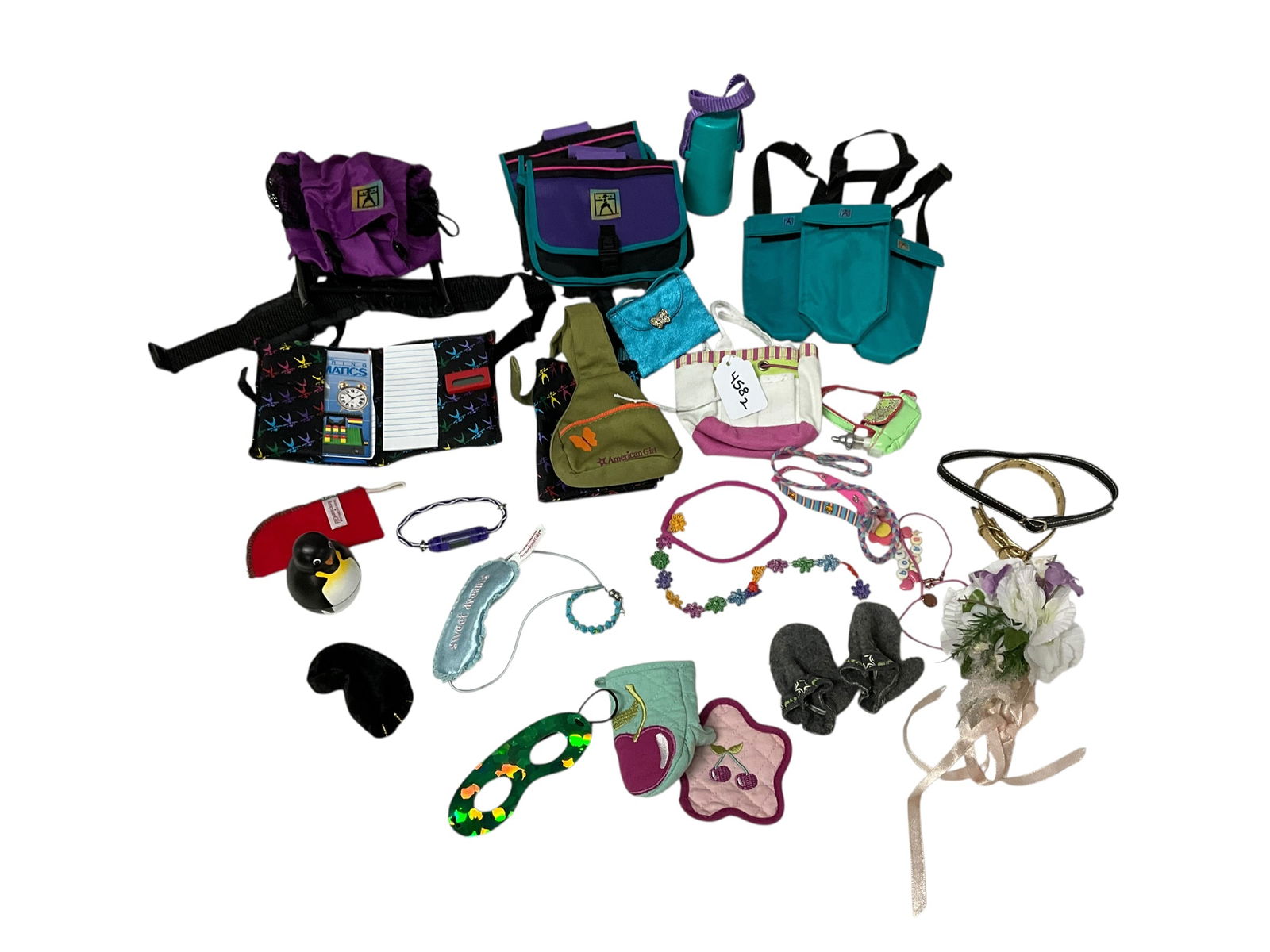 Vintage American Girl Doll Accessories: Collection of American Girl smalls and accessories. Includes bags, books, water bottle and other accessories.