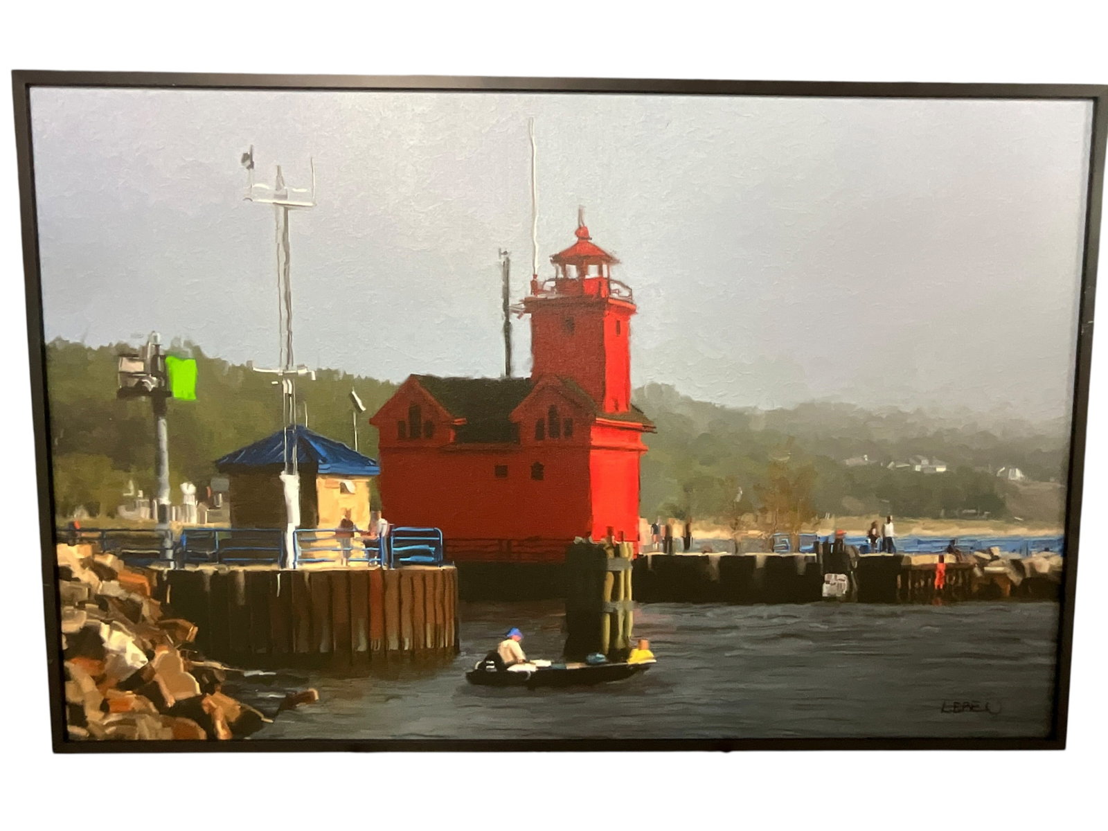 John Leben (American, b. 20th Century) Digital Print, "Big Red- Holland Lighthouse" Douglas, MI: John Leben (American, b. 20th Century) Digital Print, "Big Red- Holland (MI) Lighthouse." Douglas MI artist and gallery owner John Leben has a background in the traditional arts, "having earned a BFA