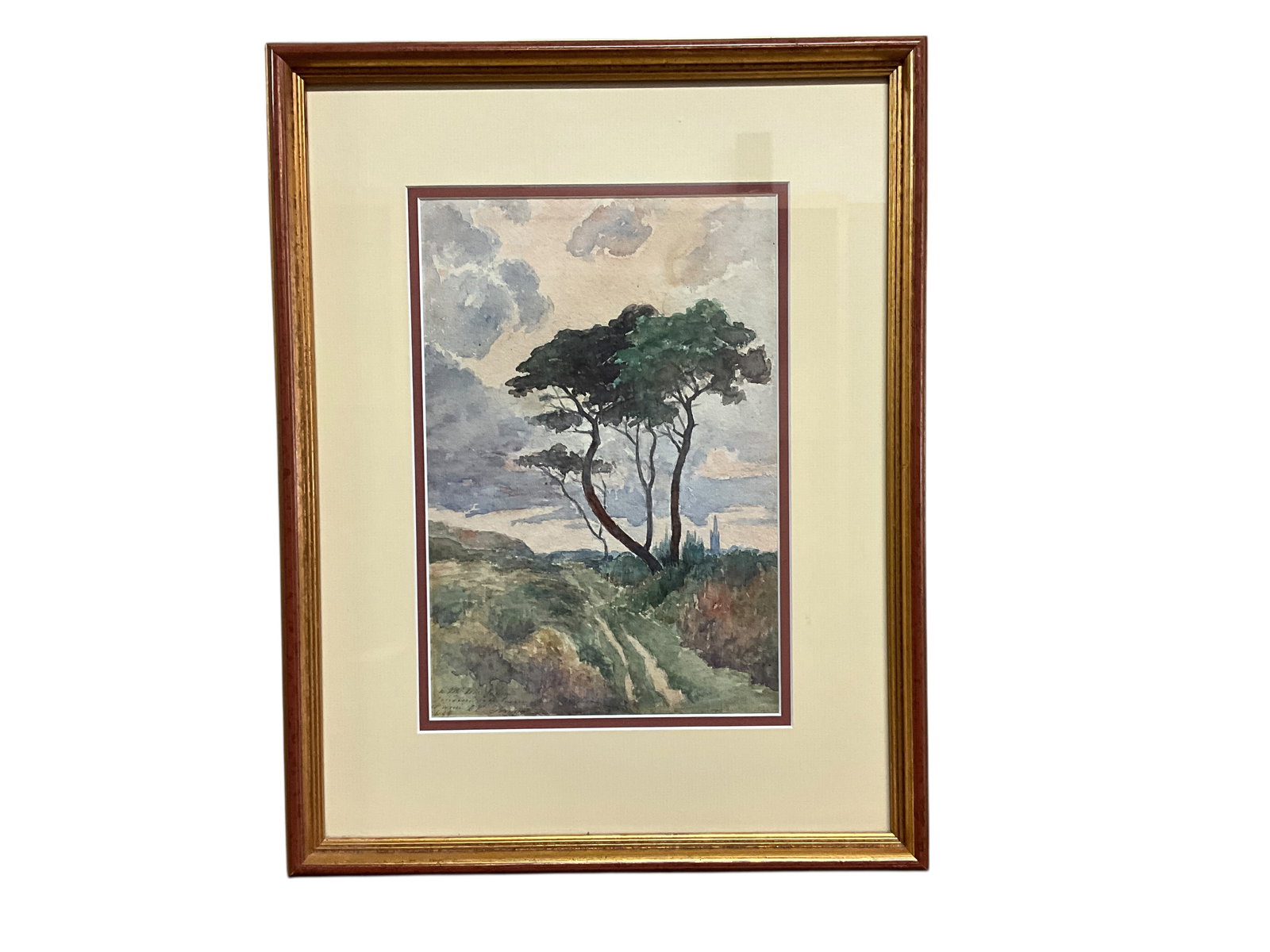 Artist Unknown, 19Th Century Watercolor on Paper: Artist Unknown, 19Th Century Watercolor on Paper. Inscribed in illegible pencil at lower left, with an apparent description on the back. Measures 17" X 13.5" OA, and 10.75 X 7.5" SS. Has not been remo