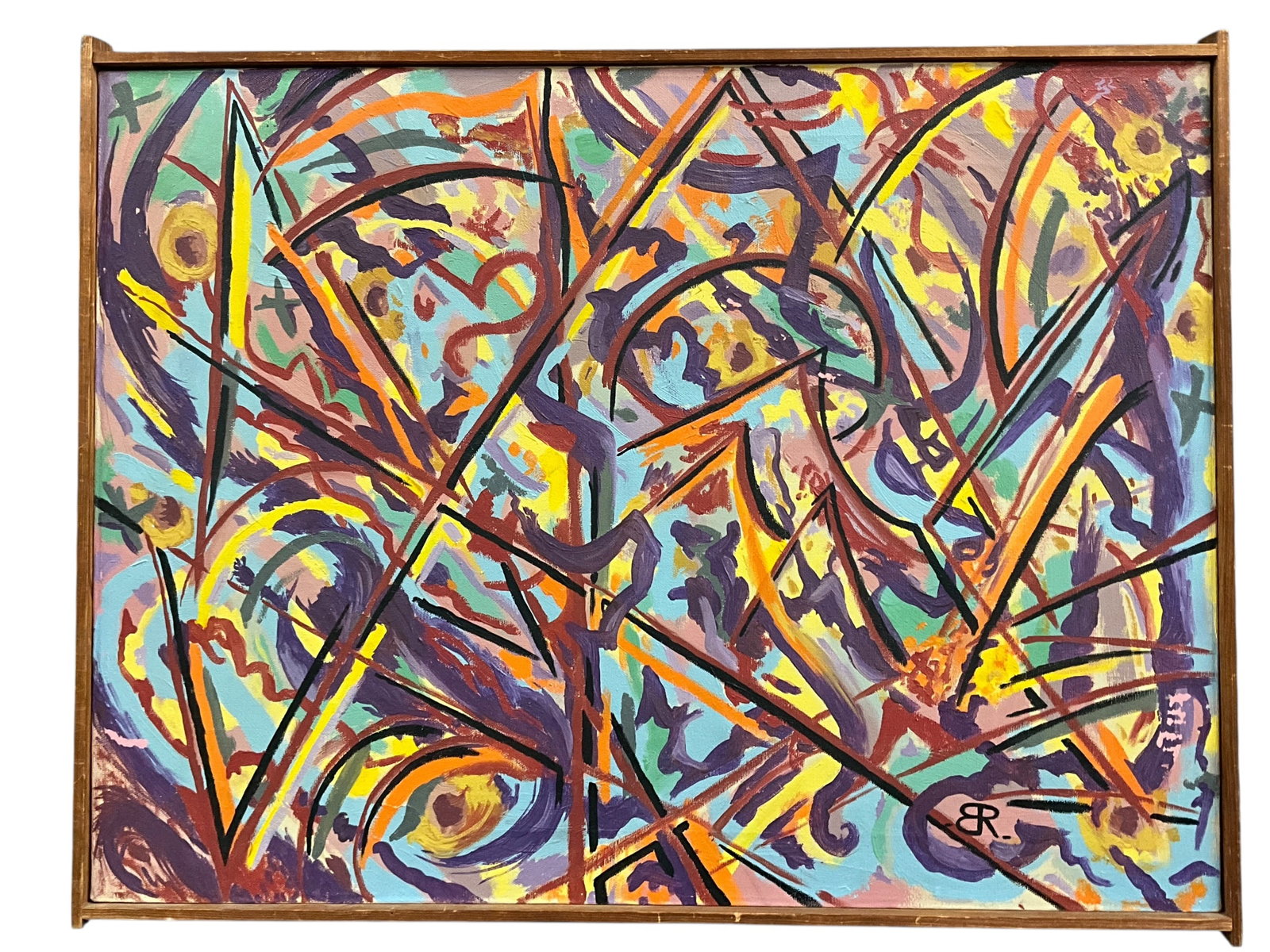 Bernard Rosenfeld (American, 1922-2018) Untitled Abstract, Acrylic on Canvas: Bernard Rosenfeld (American, 1922-2018) Untitled Abstract, Acrylic on Canvas. Bronx artist Rosenfeld was an active abstract artist in the 1950's. Measures approx. 19.5" X 24.75" OA, and 18" X 24.25" S