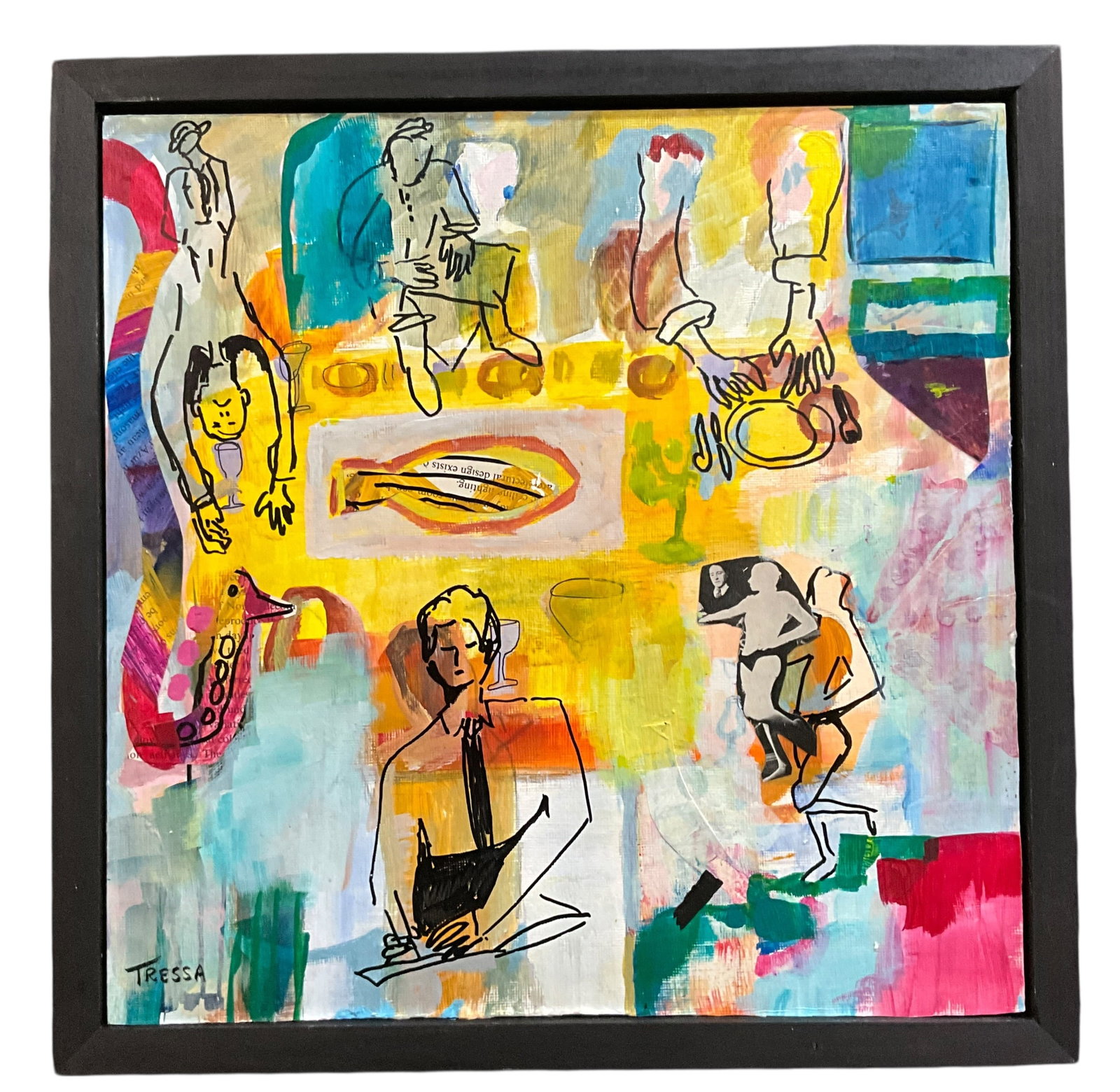 Tressa Mills (American, 20th Century), Untitled Abstract Expressionism, Mixed Media: Tressa Mills (American, 20th Century), Outsider Artist, Untitled Abstract Expressionism, Acrylic on Canvas. Mills, a well known West Michigan antiques dealer, auctioneer, and entrepreneur, is also a t