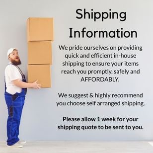Shipping Information: To ensure you receive the best possible shipping rates, we kindly ask that you select the "Self-Arranged Shipping" option during checkout.All shipping is handled directly in-house by our team,